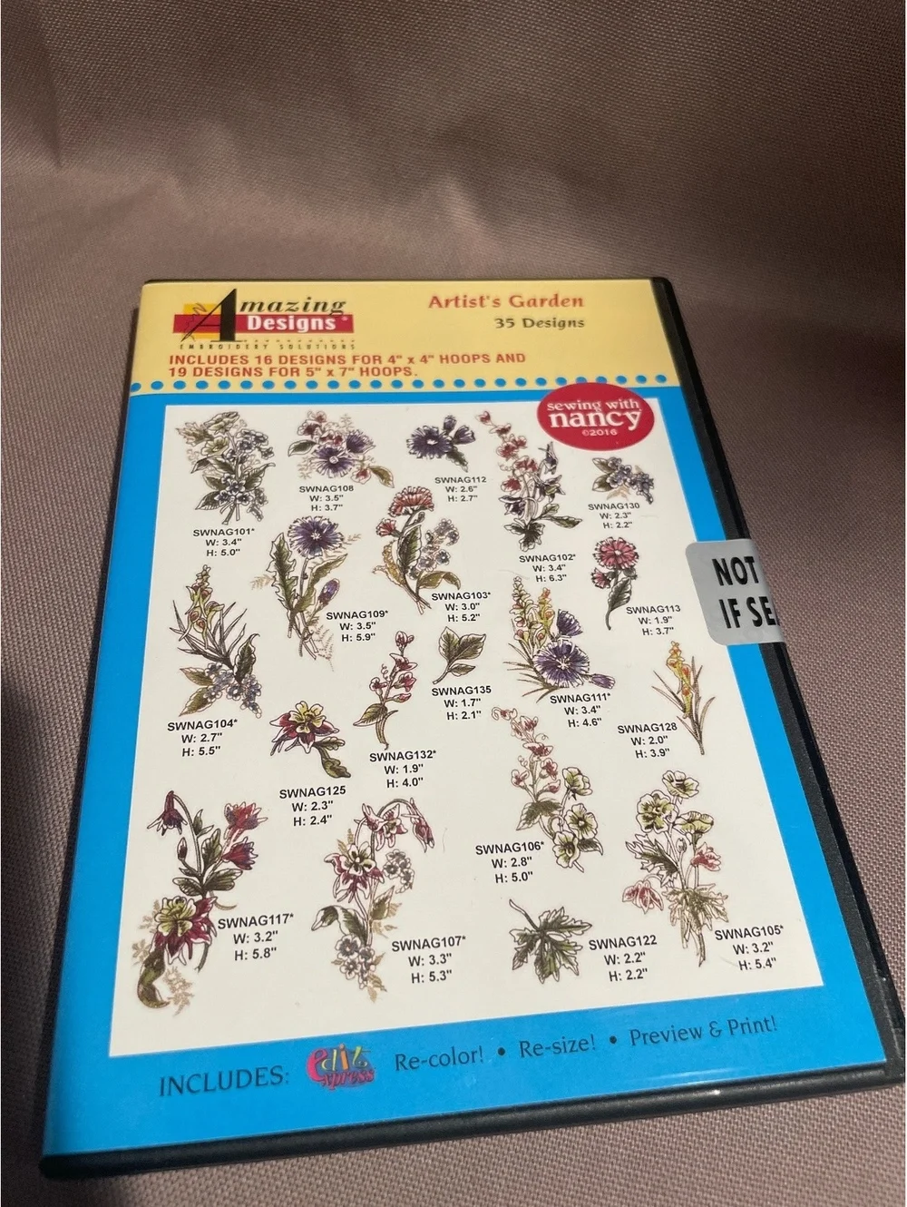 Amazing Designs Artist’s Garden ADL-51 Embroidery Designs CD 35 Floral NWT New